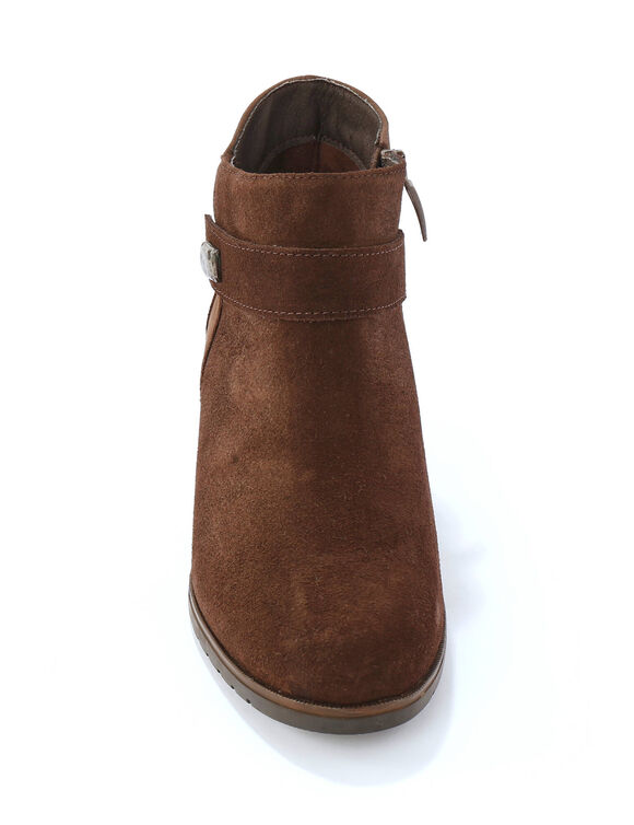 Boots in splitleer met fleecevoering - zwart (bruin)