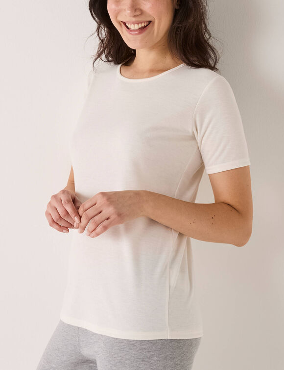 T-shirt thermique col rond - manches courtes (ivoire)