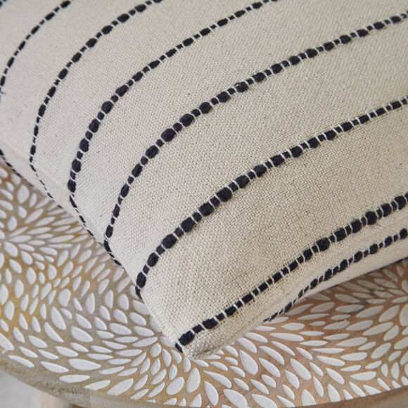 Coussin tissage artisanal (naturel / noir)