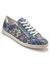 Leren sneakers met bovenwerk in 2 materialen - grote breedte (blauw)