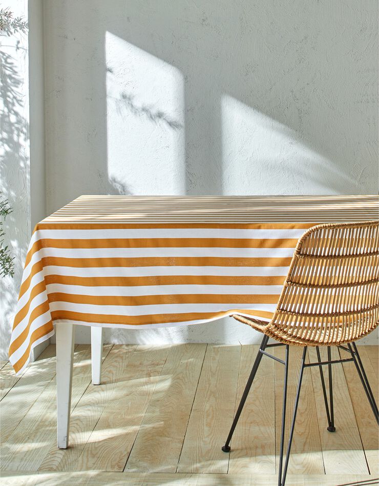Gestreept tafellaken, collectie Ninole (geel / wit)
