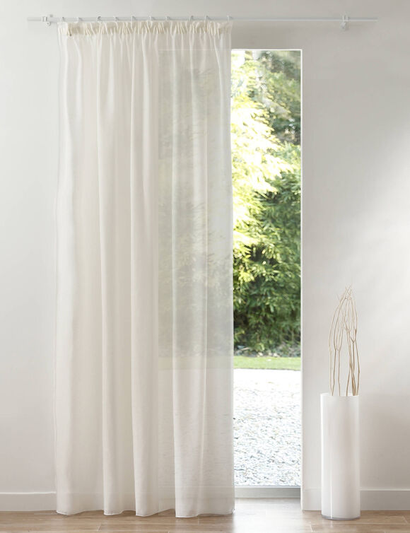 Panneau lin polyester base plombée finition galon fronceur (crème)