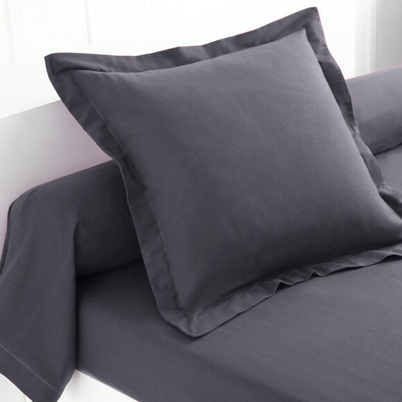 Linge de lit uni flanelle (anthracite)