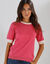 Pull bicolore col rond, manches courtes (roze / ecru)