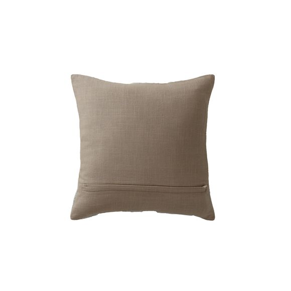 Vierkant, getuft kussen (wit / taupe)