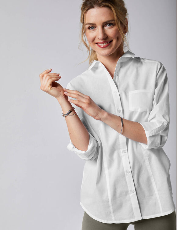 Chemisier boutonné uni (blanc)