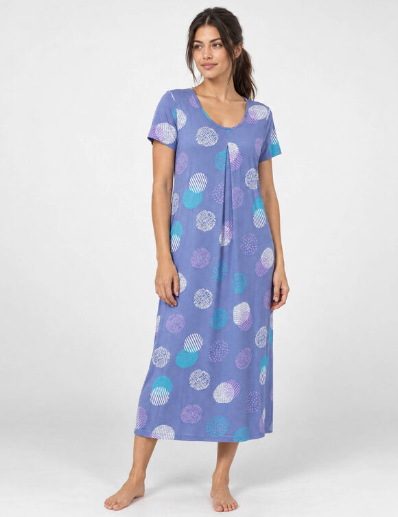 Lang nachthemd met grafische print (jeansblauw)
