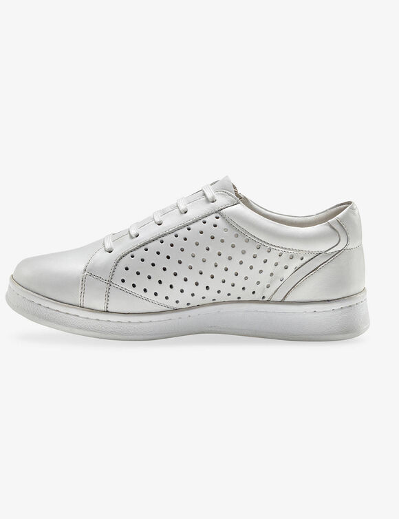 Sneakers in geperforeerd leer met rits (wit)