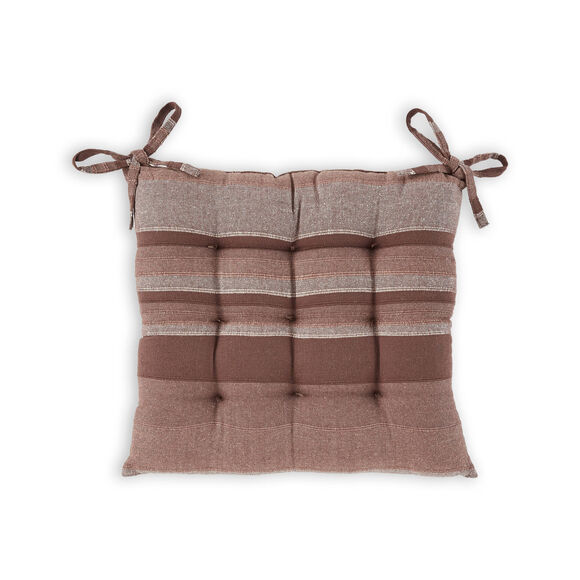 Vierkante stoelkussens gestreept - set van 2 (chocolade)
