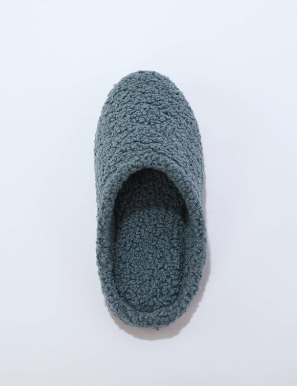 Gevoerde muiltjes, in sherpa-lusjesstof (blauw)