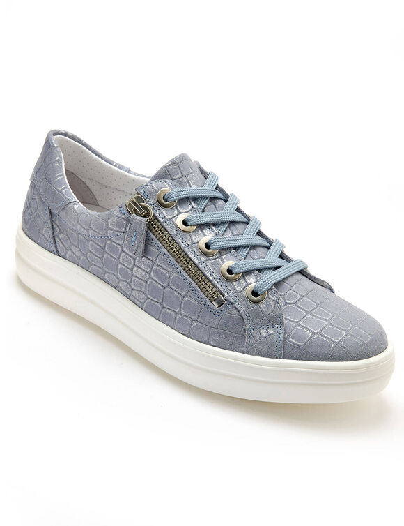 Baskets zipp&eacute;es et lac&eacute;es grande largeur (bleu)