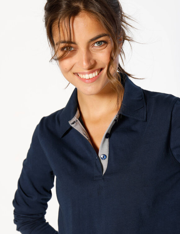 Polo bicolore maille jersey (marine / gris)