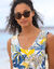 Robe longue imprimée sans manches (bleu / jaune)