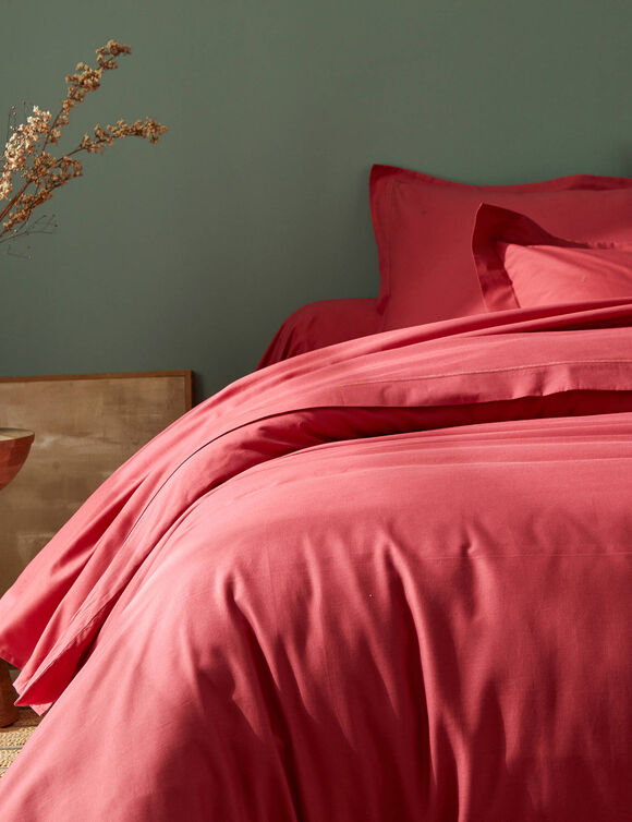 Linge de lit uni polyester-coton Colombine (rose pivoine)