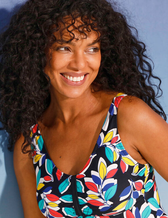 Haut de tankini imprim&eacute; asym&eacute;trique Boruca (noir / multicolore)