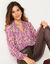 Blouse van voile met bedrukte tachistische print (pruim)