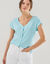 T-shirt met V-hals en knopen (celadon)