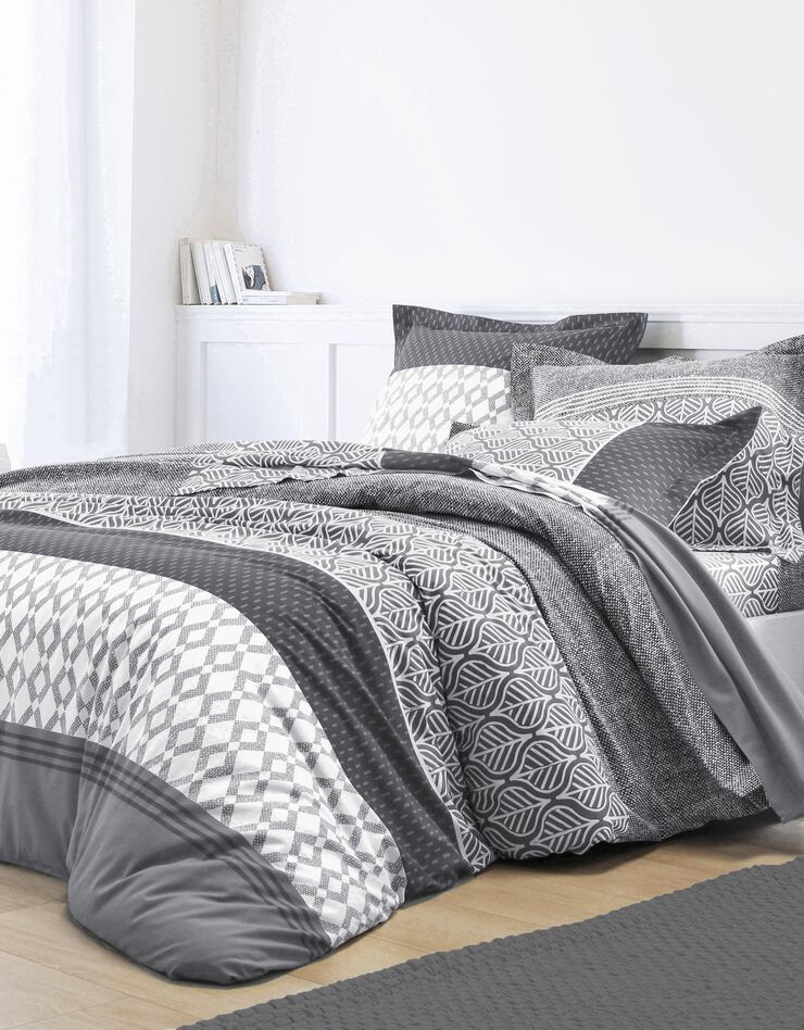 Bedlinnen Tommy in katoen met geometrische print (grijs)