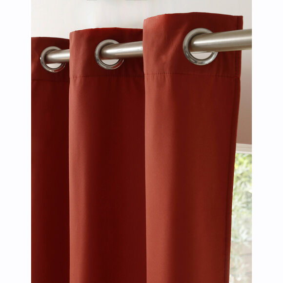 Rideau isolant uni envers polaire finition oeillets (terracotta)