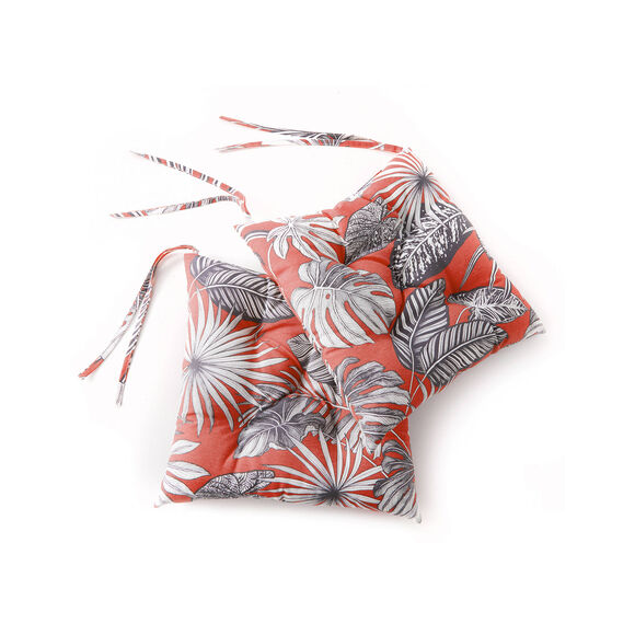Galette de chaise imprimé tropical - lot de 2 (terracotta)