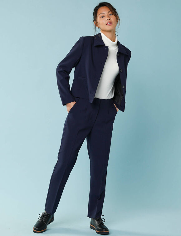 Veste blazer courte unie, Spécial Petites (marine)
