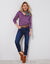 T-shirt met V-hals en lange mouwen (paars)