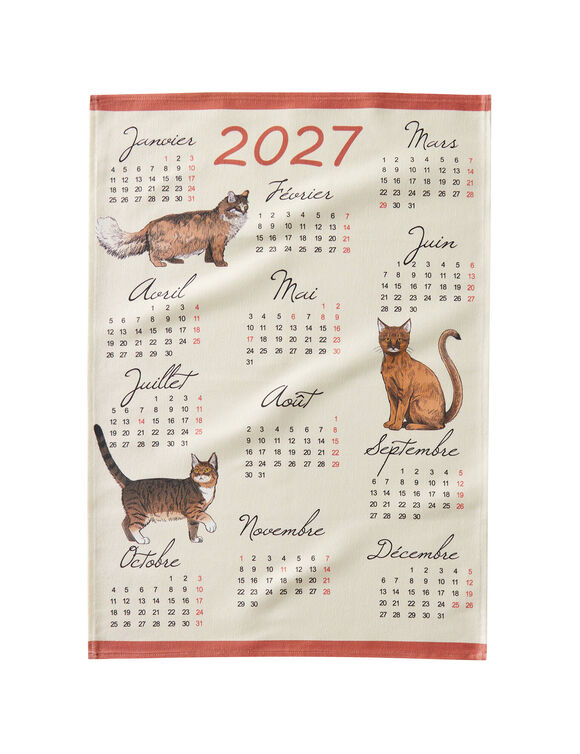 Torchon calendrier chiens chats oiseaux - lot de 3 (multicolore)