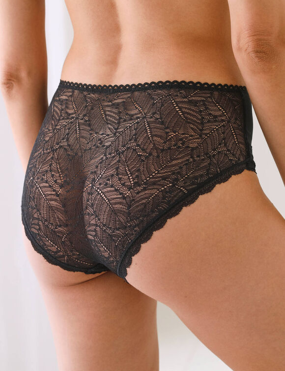Maxislip met hoge taille in microvezel en rekbare kant Isili - set van 2 (zwart)