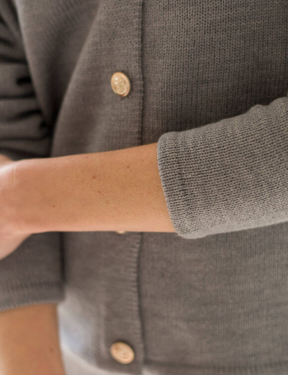 Gilet à boutons officier, volume loose (gris chiné)