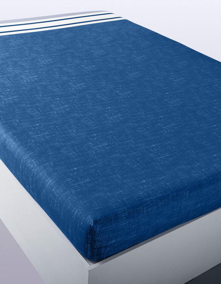Linge de lit Nathalie coton (marine / ciel)