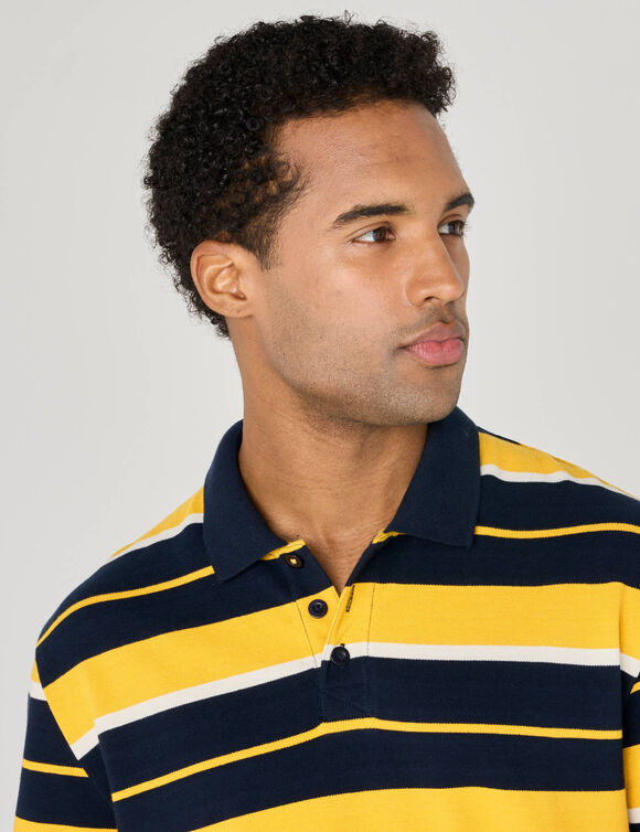 Polo ray&eacute;e maille piqu&eacute;e manches longues  (marine / miel)
