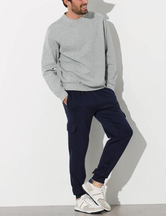 Pantalon molleton cargo bas resserr&eacute;s (marine)