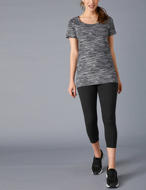 3/4-legging met elastische tailleband (zwart)