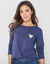 Marineshirt met lange mouwen, geborduurd hartje in effen of luipaard (marine)