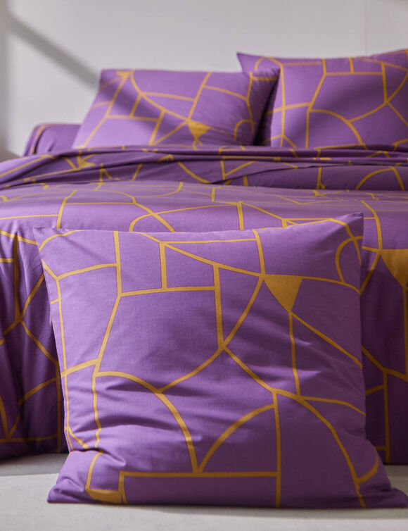 Linge de lit Geoffroy en coton &agrave; motifs graphiques (figue)