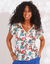 T-shirt met goudkleurige V-hals (ecru)
