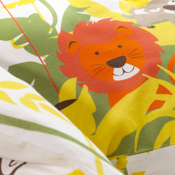 Bedlinnen voor kinderen Jungle, met dierenprint, voor 1 persoon - katoen (beige)