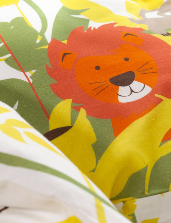 Linge de lit enfant Jungle imprimé animaux 1 personne - coton (beige)