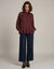 Blouse met ruches, lange mouwen, voile (bordeaux)