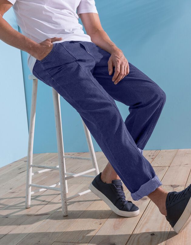 Jeans in lichte denim met elastische taille (stone)