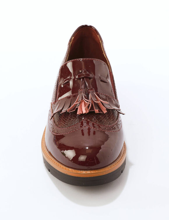 Mocassins met pompons en franjes (bordeaux)
