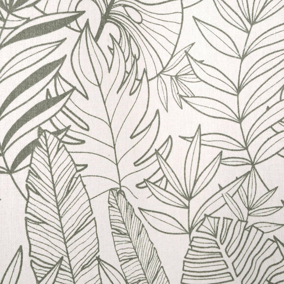 Gordijn met oogringen, tweekleurige jungleprint (kaki / naturel)