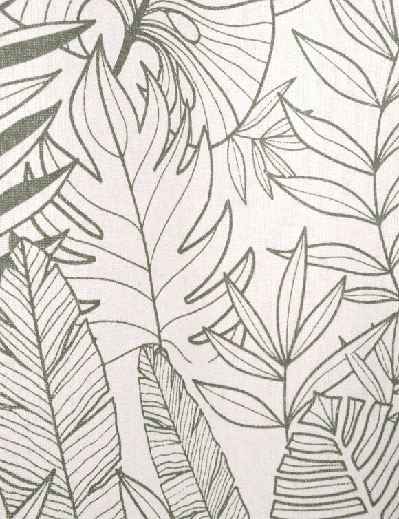 Rideau &agrave; &oelig;illets, imprim&eacute; esprit jungle bicolore (kaki / naturel)