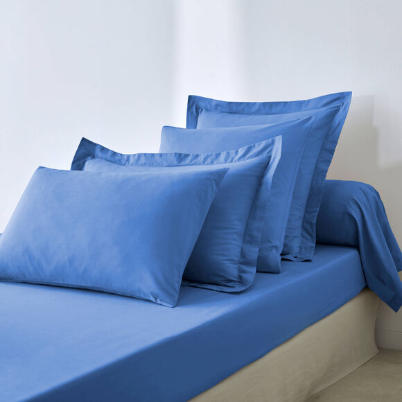 Effen bedlinnen in katoen (oceaanblauw)