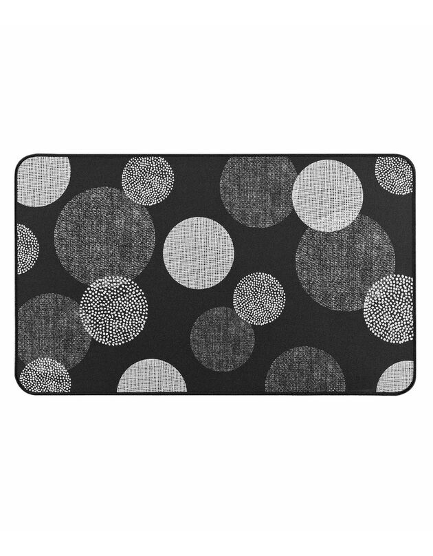 Tapis rectangulaire, imprimé rosaces (NOIR/BLANC/GRIS)