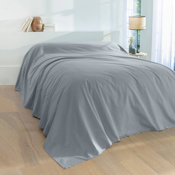 Jeté canapé coton bachette uni (gris perle)