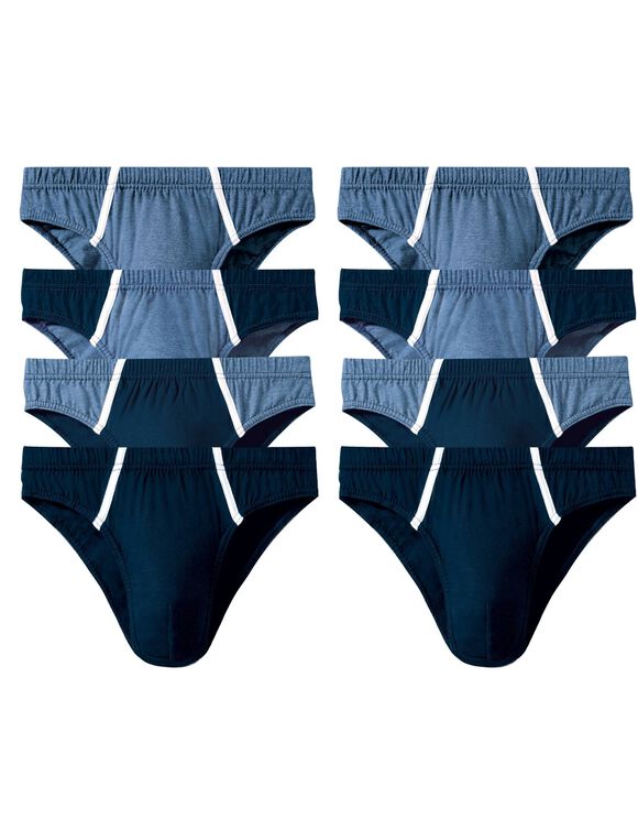 Slip ferm&eacute; taille basse - lot de 8 assortis (marine / bleu)