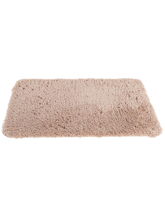 Tapis de bain uni moelleux microfibre (beige)