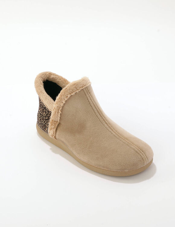 Zachte pantoffels met luipaardmotief (beige)