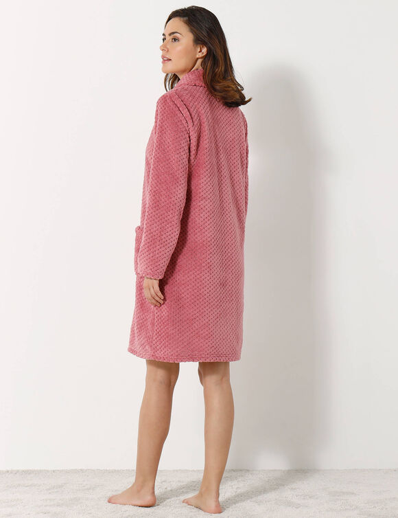 Robe de chambre maille polaire col châle - Longueur 95 cm (rose)